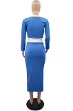 Pink Luxe Elegant Long Sleeve Single-Breasted Tops Hip Skirts Fashion Suit YMM9091-1