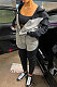 Black Grey Wholesale  Women's Spliced Zipper Hoodie Tops Skinny Pants Sport Sets YM225-2