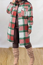 Red Green Plaid Wholesale Long Sleeve Lapel Neck Single-Breasted Woolen Coat MTY6582-3