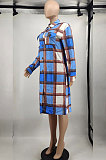Dark Blue Purple Plaid Wholesale Long Sleeve Lapel Neck Single-Breasted Woolen Coat MTY6582-2