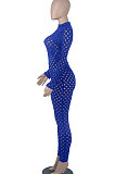 Orange Eurameircan Sexy Long Sleeve Hollow Out High Waist Bodycon Jumpsuits FMM2053-8