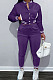 Purple Casual Single-Breasted Long Sleeve Jacket Pencil Pants Baseball Uniform Sets YM224-1
