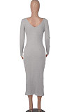 Black Women's Sexy Deep V Collar Off Shoulder Cotton Ribber Casual Bodycon Midi Dress FMM2094-3