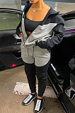 Black Red Wholesale  Women's Spliced Zipper Hoodie Tops Skinny Pants Sport Sets YM225-4