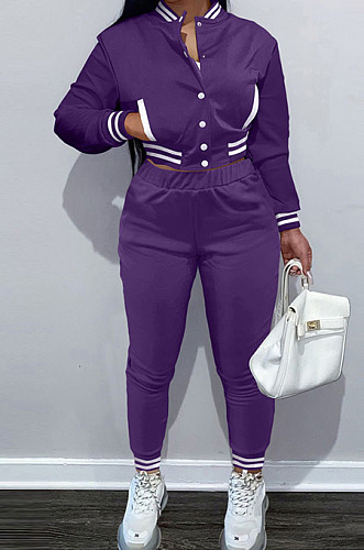 Green Casual Single-Breasted Long Sleeve Jacket Pencil Pants Baseball Uniform Sets YM224-2