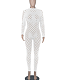 White Eurameircan Sexy Long Sleeve Hollow Out High Waist Bodycon Jumpsuits FMM2053-2
