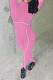 Pink Simple New High Collar Back Zipper Casual Bodycon Jumpsuits ZQ8128-3