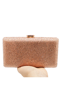 Full Beaded Rhinestone Party Handbag with Chain in Champagne