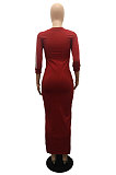Black Casual Stripe Half Sleeve V Neck Slim Fitting Split Plaid Dress WP6112-1