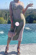 Pink Women's Sexy Sleeveless Human Body Printing Round Collar Bodycon Long Dress DLS03436-1