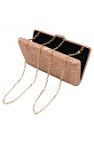 Full Beaded Rhinestone Party Handbag with Chain in Champagne