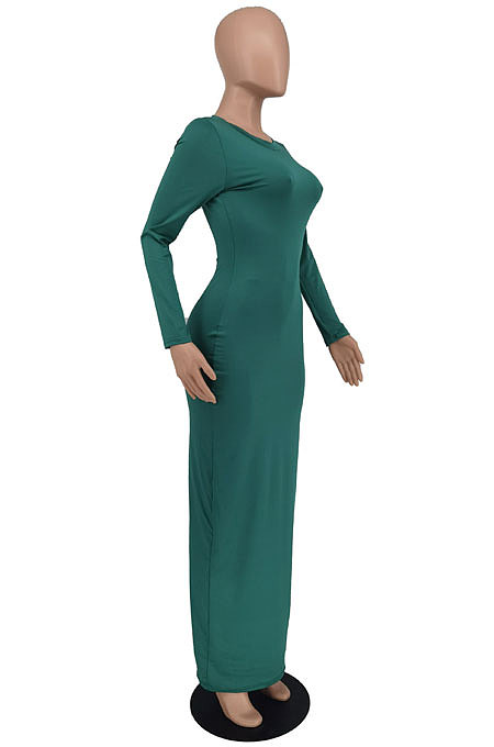 Apricot Wholesale New Long Sleeve Round Neck Slim Fitting Plaid Dress ZDD31172-1