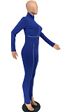 Pink Simple New High Collar Back Zipper Casual Bodycon Jumpsuits ZQ8128-3