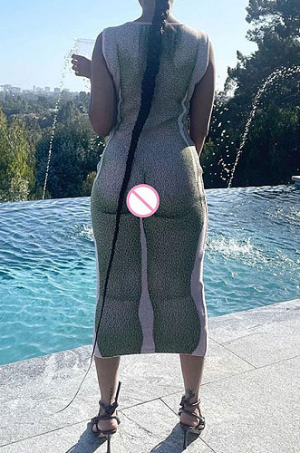 Pink Women's Sexy Sleeveless Human Body Printing Round Collar Bodycon Long Dress DLS03436-1