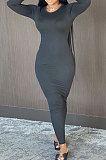 Apricot Wholesale New Long Sleeve Round Neck Slim Fitting Plaid Dress ZDD31172-1