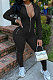 Black Women's Sport Fashion Casual Solid Color Zipper Bodycon Pants Sets SH7291-1