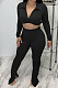 Black Sexy Women's Thick Long Sleeve Crop Cardigan Trousers Plain Suit BBN217-3