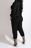 Coffee Simple Velvet Pure Color Long Sleeve Hoodie Trousers Sport Suit BM7237-1