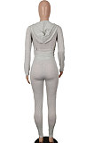 Black Women's Sport Fashion Casual Solid Color Zipper Bodycon Pants Sets SH7291-1