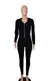 Pink Women's Sport Fashion Casual Solid Color Zipper Bodycon Pants Sets SH7291-3