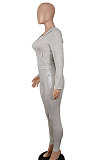 Pink Women's Sport Fashion Casual Solid Color Zipper Bodycon Pants Sets SH7291-3