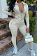 Gray Women's Sport Fashion Casual Solid Color Zipper Bodycon Pants Sets SH7291-2