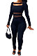Black Euramerican Woem's Sexy Mesh Spliced Pure Color Bodycon Jumpsuits BYQ3116