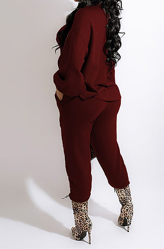 Blue Simple Velvet Pure Color Long Sleeve Hoodie Trousers Sport Suit BM7237-5