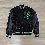 Dark Green Baseball Uniform Velvet Thick Coat HYDL2579-1