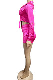Rose Red Euramerican Pure Color Fashion Shorts Sets XZ3244-1