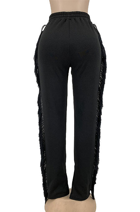 Orange Casual New Tassel Split Plain Pants DN8648-2
