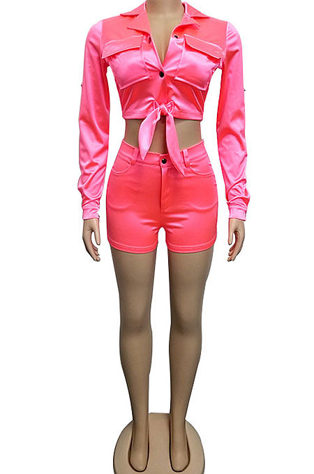 Neon Green Euramerican Pure Color Fashion Shorts Sets XZ3244-2