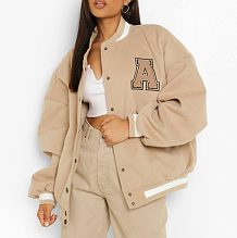 Apricot Baseball Uniform Velvet Thick Coat HYDL2579-4