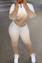 Apricot Women's Positioning Printing Stand Collar Pants Sets YSH86275-3