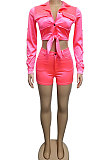 Rose Red Euramerican Pure Color Fashion Shorts Sets XZ3244-1