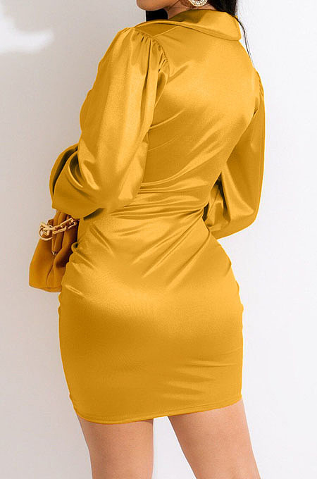 Black Sexy Night Club Long Sleeve Single-Breasted Ruffle Dress DN8647-2