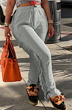 Orange Casual New Tassel Split Plain Pants DN8648-2