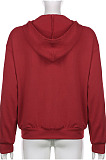 Red New Sternum Pattern Long Sleeve Zipper Hoodie Tops HC17518-1