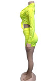 Neon Pink Euramerican Pure Color Fashion Shorts Sets XZ3244-3