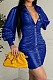 Blue Sexy Night Club Long Sleeve Single-Breasted Ruffle Dress DN8647-1