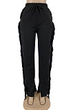 Orange Casual New Tassel Split Plain Pants DN8648-2