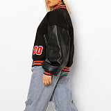 Black Red Baseball Uniform Velvet Thick Coat HYDL2579-2