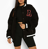 Black Baseball Uniform Velvet Thick Coat HYDL2579-5