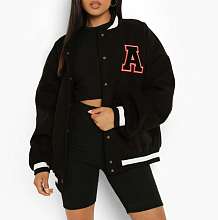 Black Baseball Uniform Velvet Thick Coat HYDL2579-5