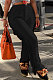 Black Casual New Tassel Split Plain Pants DN8648-1