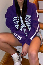 Purple New Sternum Pattern Long Sleeve Zipper Hoodie Tops HC17518-3