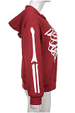 Red New Sternum Pattern Long Sleeve Zipper Hoodie Tops HC17518-1