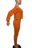 Purple Casual Solid Long Sleeve Plus Size Women Sporty Pants Sets LML128-10