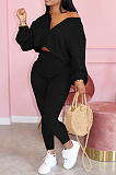 Orange Casual Solid Long Sleeve Plus Size Women Sporty Pants Sets LML128-5
