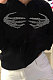Black Long Sleeve Cardigan Zipper Hot Drilling Hoodie Outerwear HWY46002-2